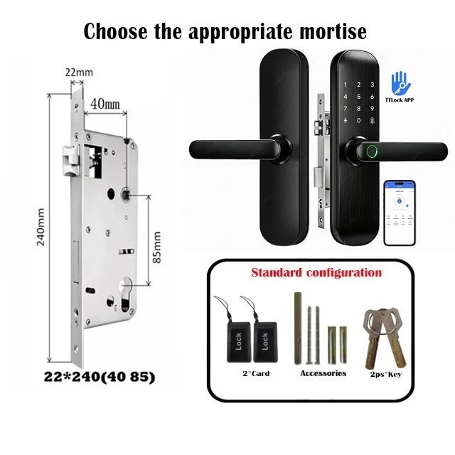 TTLock / Tuya WiFi Smart Fingerprint Door Lock Biometric Digital Lock with RFID Card Password for Hotel Home