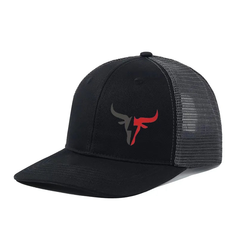 Breathable Adjustable Bull Head Print Baseball Cap - Lightweight Sun Hat for Outdoor Sports, Mesh Design，Perfect for Casual Wear