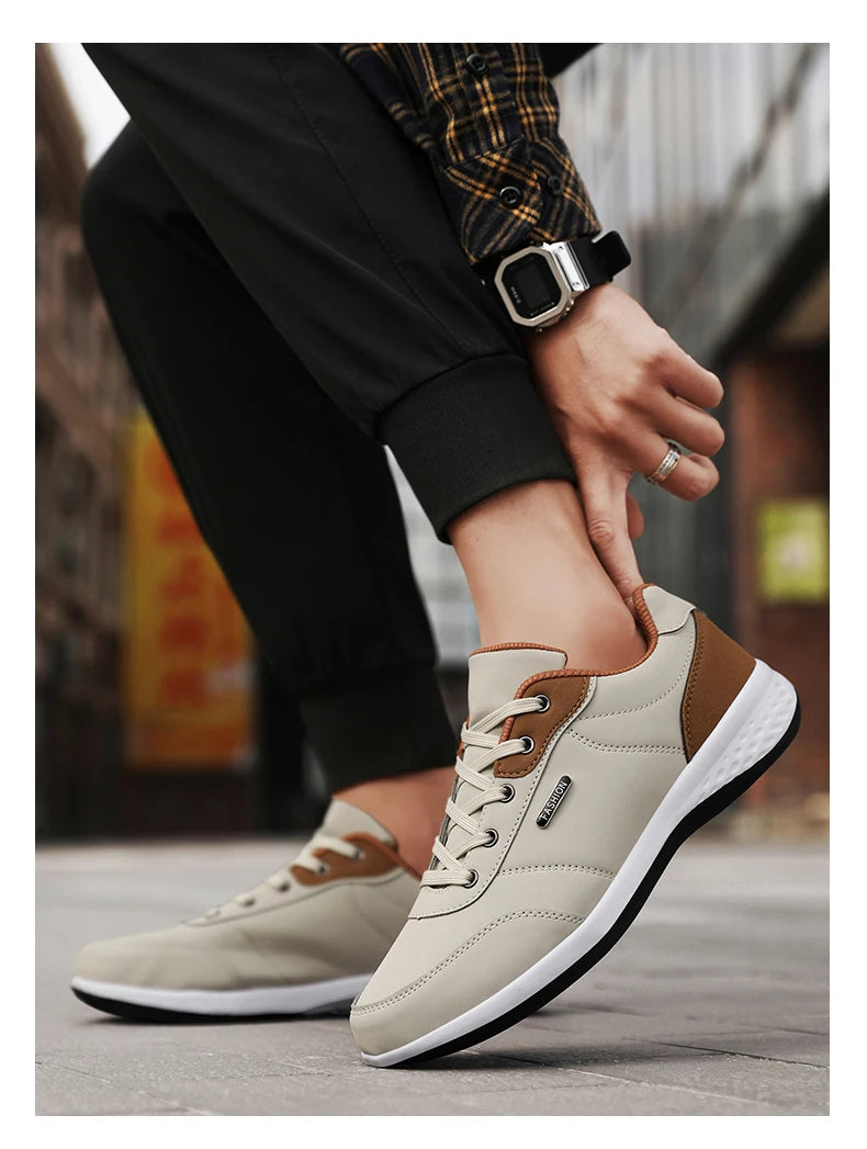 Men Shoes Sneakers PU Leather Trend Casual Shoes Fashion Breathable Leisure Male Sneakers Non-Slip Footwear Men Vulcanized Shoes