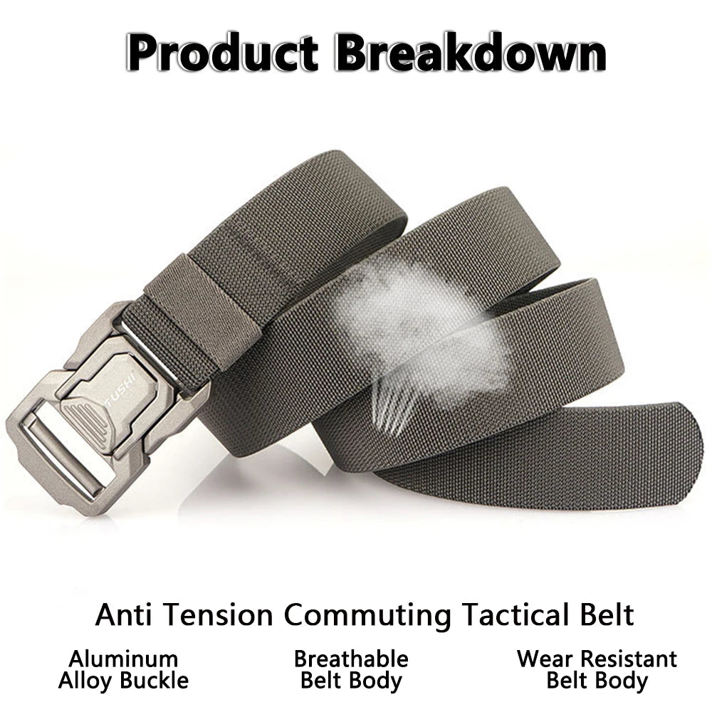 TUSHI New Tactical Outdoor Belt for Men and Women Aluminum Alloy Buckle Quick Release Elastic Belt Casual Belt Jeans Waistband