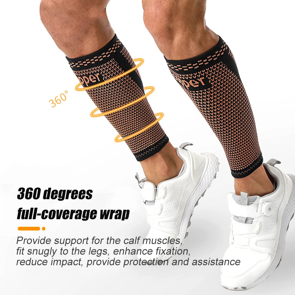 1PCS Copper Calf Compression Sleeves for Men & Women, Sports Compression Leg Sleeves for Shin Splints & Running Recovery