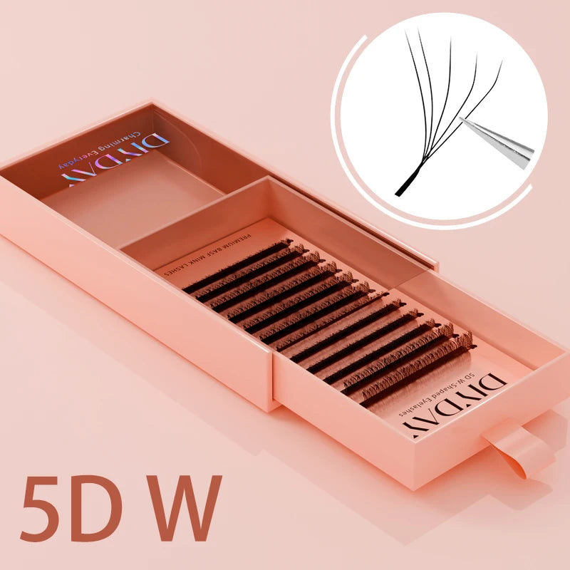 DIYDAY 3D W Lashes Extension 6D W Shaped Bloom Premade Eyelash Fans C D Curl Natural False Eyelashes for Extension Makeup