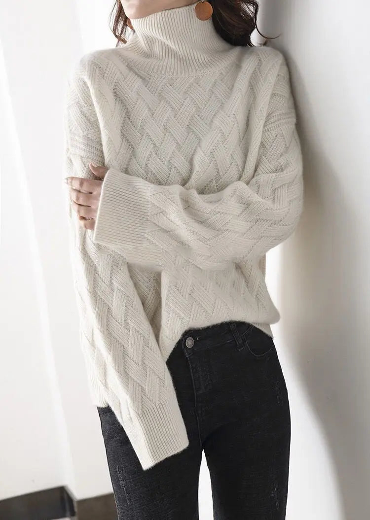 2024 New Women Loose Sweater Winter Casual Chic Cashmere Oversize Thick Sweater Pullovers Pullover Female Long Sleeve S-3XL