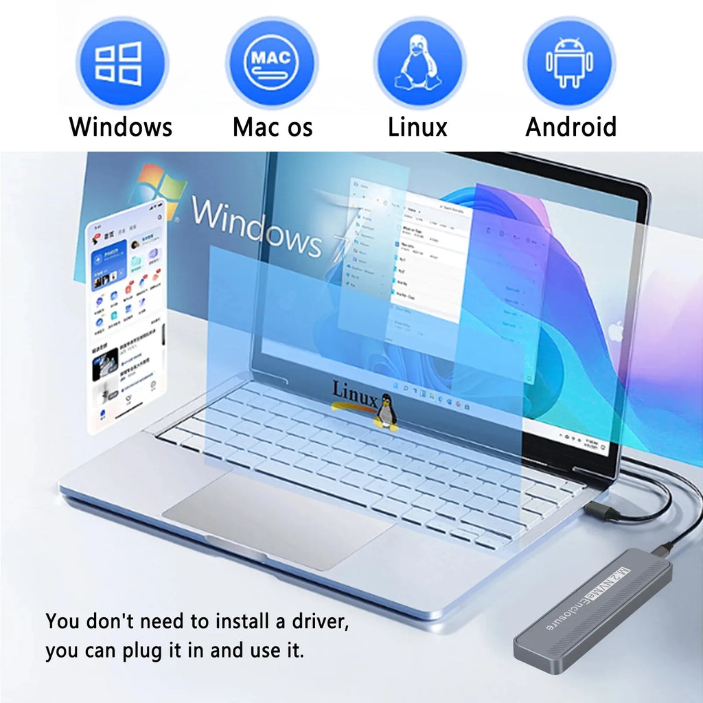 USB3.2 M.2 NVMe SSD Enclosure 20Gbps M.2 NVME SSD Case Type-C M2 PCIE SSD Enclosure adapter For M.2 NVME 2230 2242 2260 2280 SSD