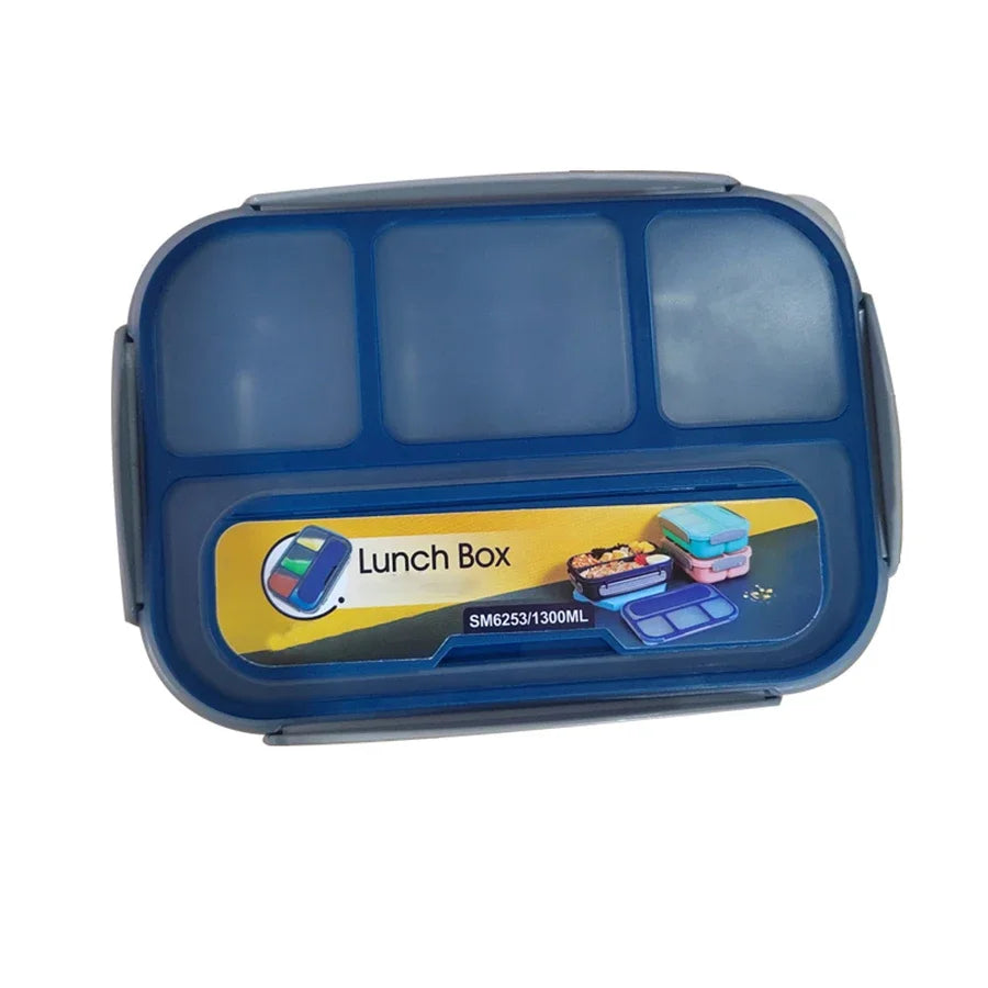 1PC Four grid plastic lunch box 1300ML,student office lunch box,Sealed Leak Proof And Easy To Clean Student Bento Box
