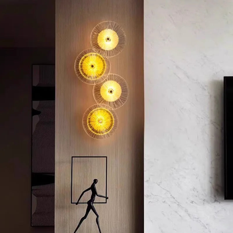 Modern Light Luxury Circular Art Glass Wall Lamp Minimalist Designer Creative Lighting for Bedroom Hallway Living Room Decor