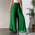 New Mom's Loose Pants Summer Fashion Versatile Ice Silk Chiffon Wide Legged Pants Women's Straight Casual 9-point Trousers