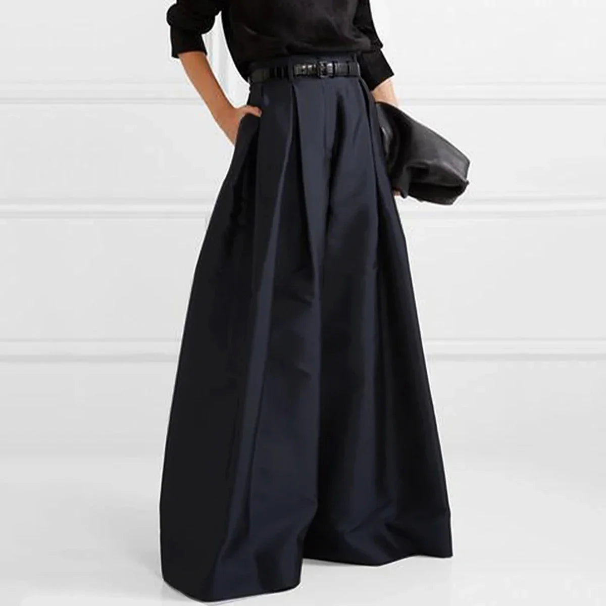 UOOZEE Women Fashion Solid Color High Waisted Wide Leg Pants 2025 New Spring Summer Loose Casual Simple Oversized Trousers