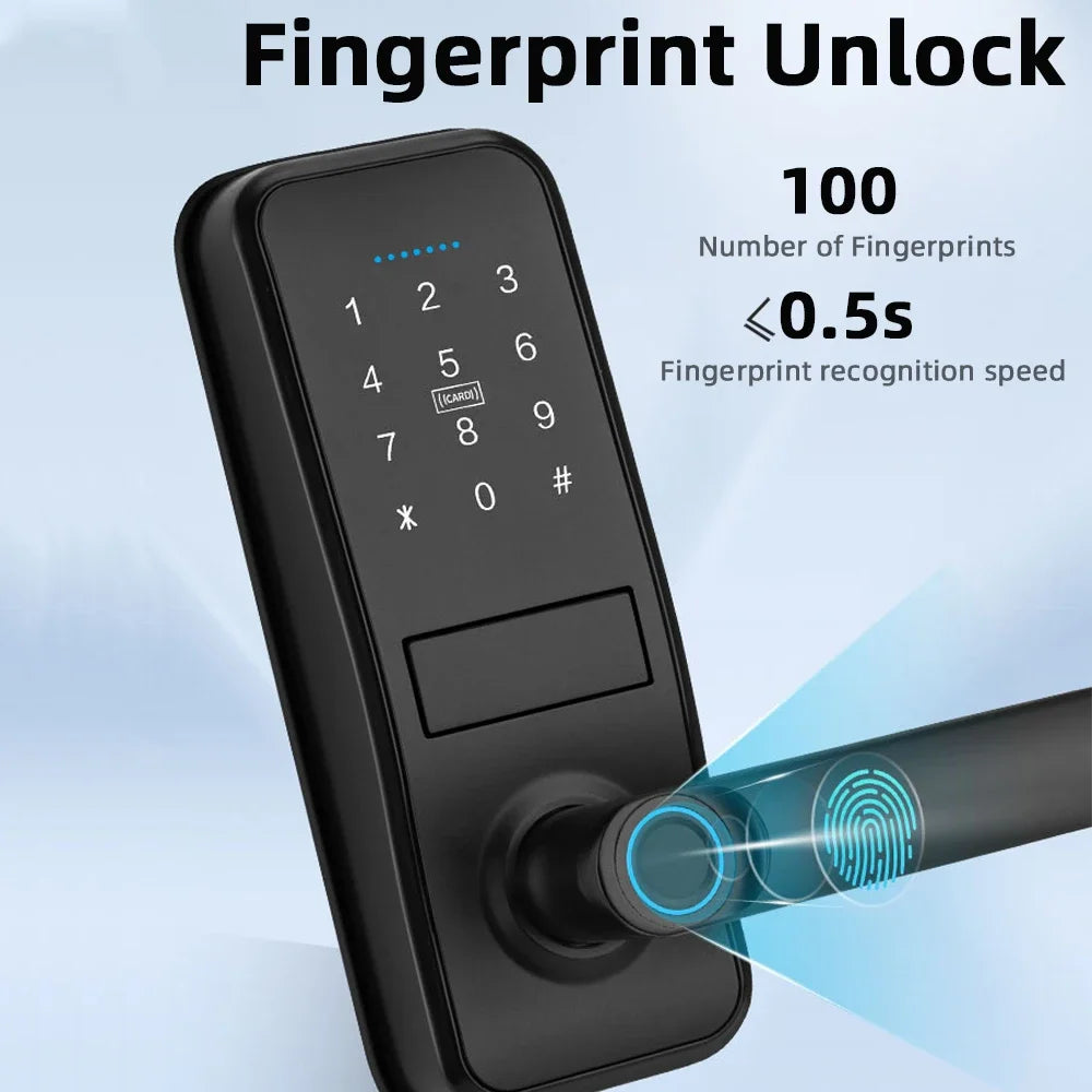 CDOK P13 Smart Biometric Fingerprint Door Lock Electronic Door Lock Tuya/Smartlife App Set Fingerprint/ Password/ Card Unlock