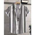 Summer Fashion Striped 3D Print Men's Shirts Basic Graphicsbutton Short Sleeve Lapel Streetwear Hawaiian Blouse Shirts for Men