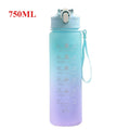 500ML/650ML/750ML/1000ML Sports Water Bottle Motivational Leak Proof Portable Reusable Plastic Cups Outdoor Travel Gym Jugs