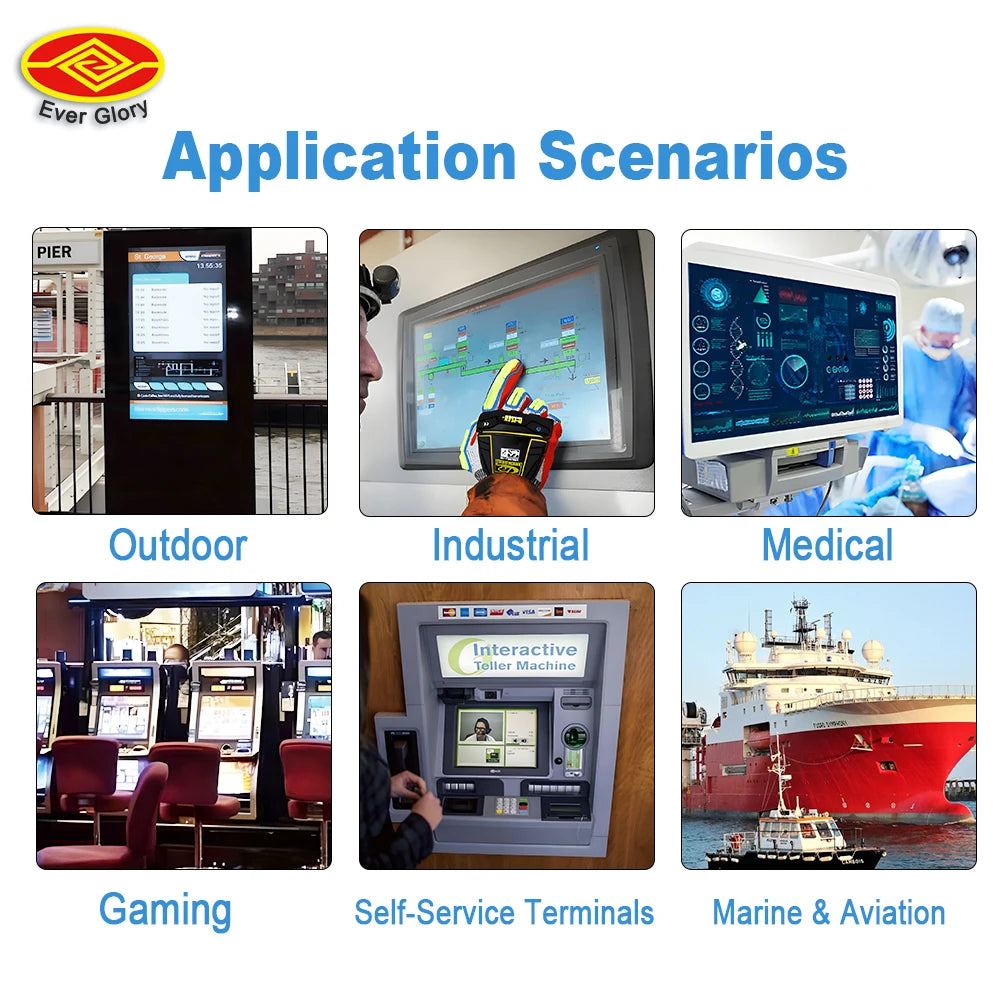 27-Inch 1000nits High Brightness LCD IP65 Waterproof Sun Readable Wall Mounted TFT Capacitive Touch Screen