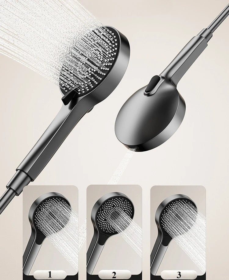Grey Aluminum Shower Mixer Crane with Hand Shower Set Wall Mounted Bathroom Shower Faucet Set 3-way Rainlfall Showers System Set