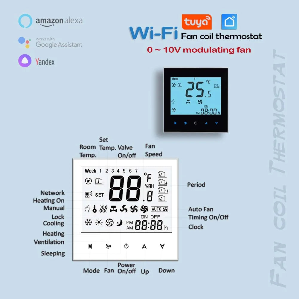 0-10V fan temperature regulator 2P air conditioning temperature controller with TUYA WiFi