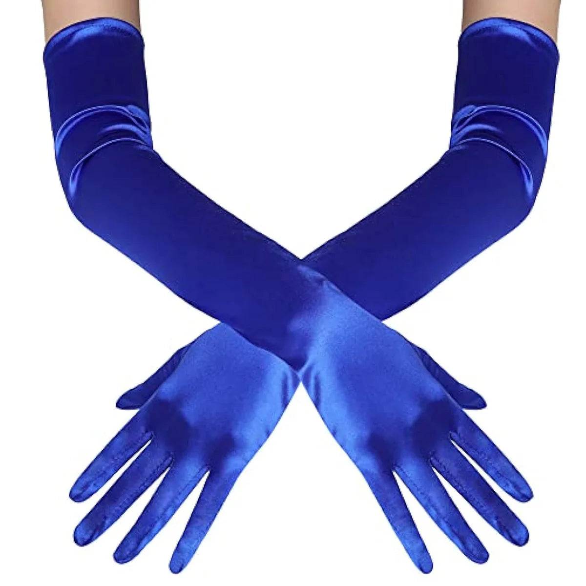 Women 55cm Solid Wedding Etiquette Evening Dress Opera/Elbow/Wrist Satin Stretch Long Gloves Retro Party Carnival Cosplay Gloves