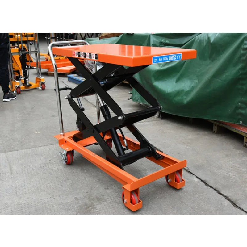 Manual hydraulic mobile lifting platform car scissors elevator mold logistics platform forklift