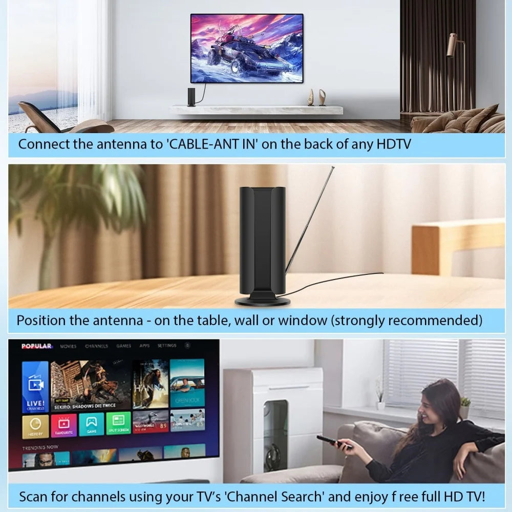 2026 TV Antenna for Smart TV and Old TVs 360° Signal Reception TV Antenna with Amplifier Digital HD TV Antenna