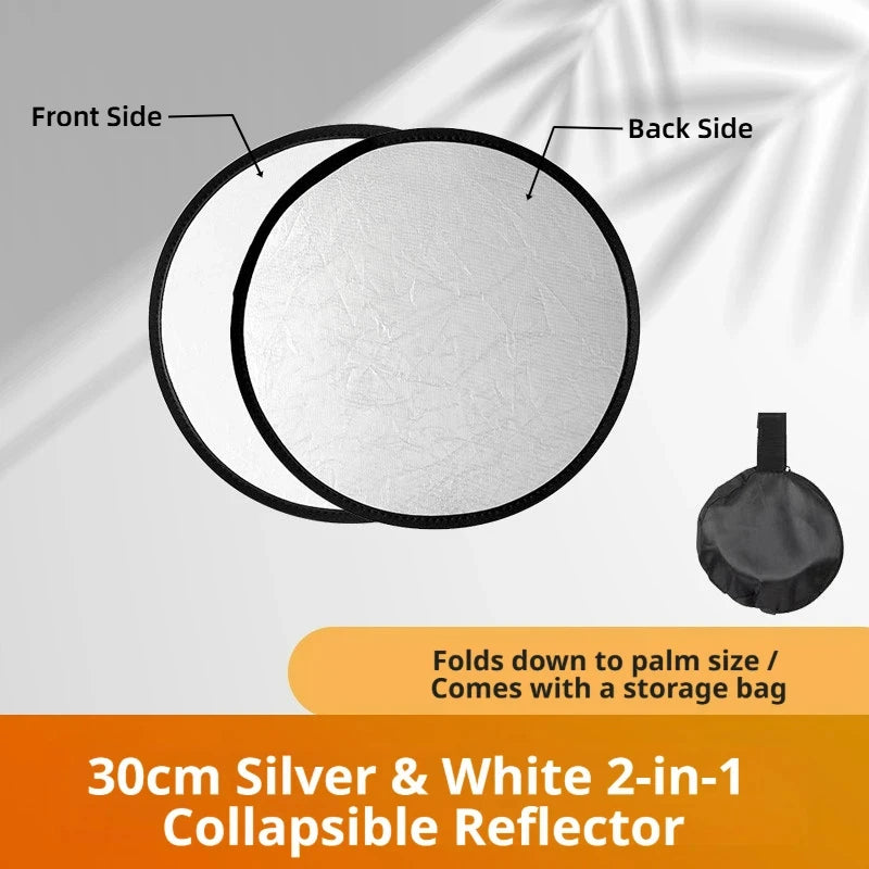 2-in-1 Dual Sided Gold Silver Reflector Portable Foldable Light Panel for Portrait Live Streaming Studio Outdoor Photography
