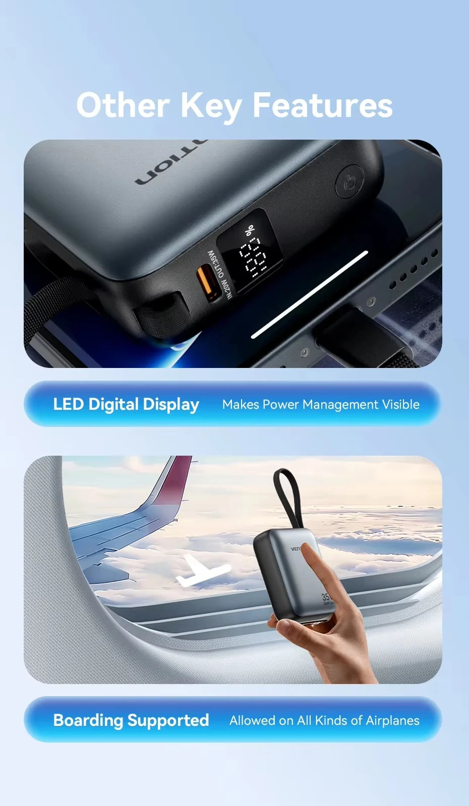 Vention NEW 10000mAh 35W Power Bank Fast Charge Portable Mini 3C PowerBank for iPhone 17 Xiaomi External Spare Battery Charger