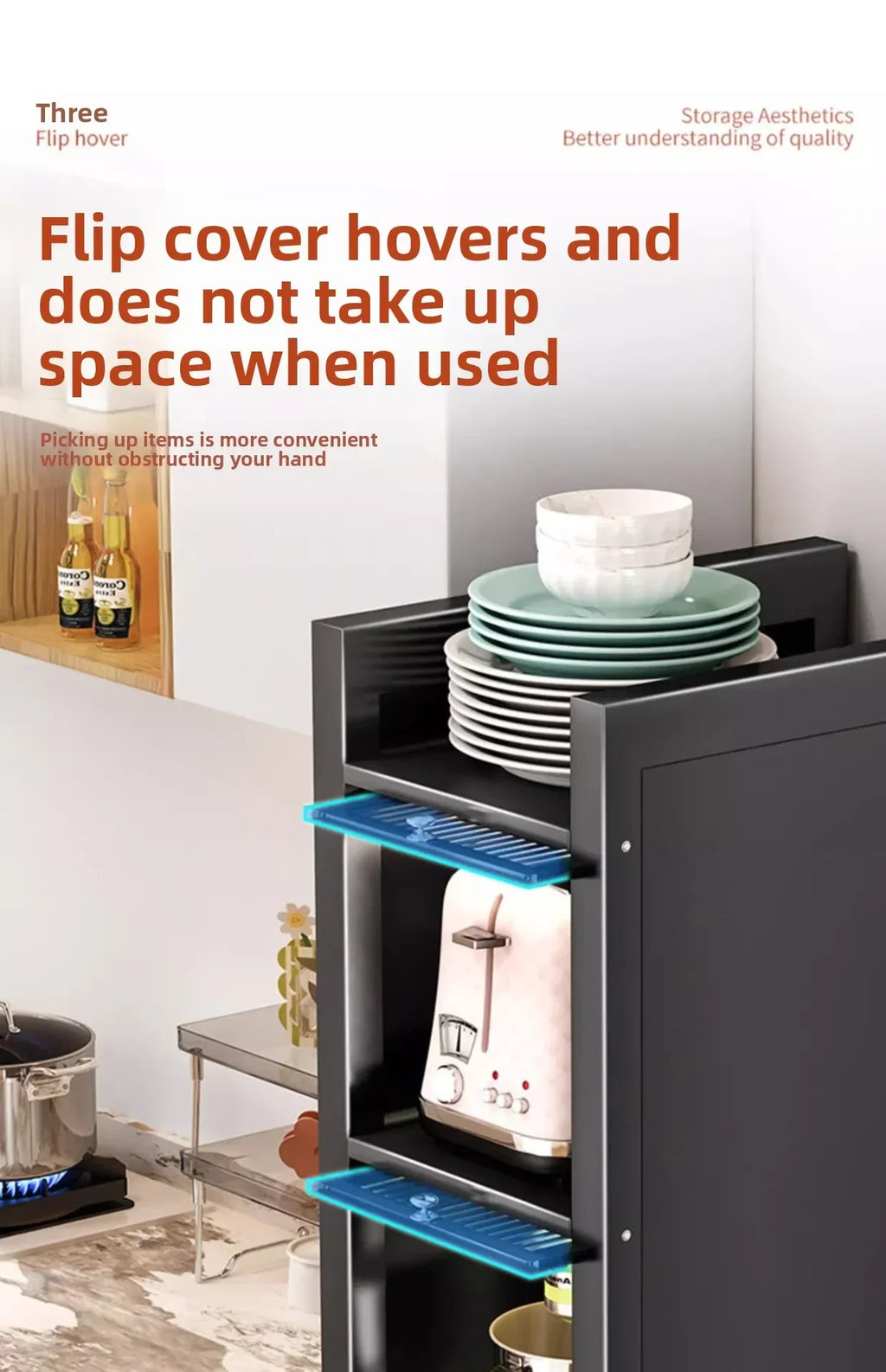 Multi-functional Kitchen Shelf Floor-to-ceiling Shelf Locker Microwave Pot Oven Cabinet Storage Rack with Cabinet Door