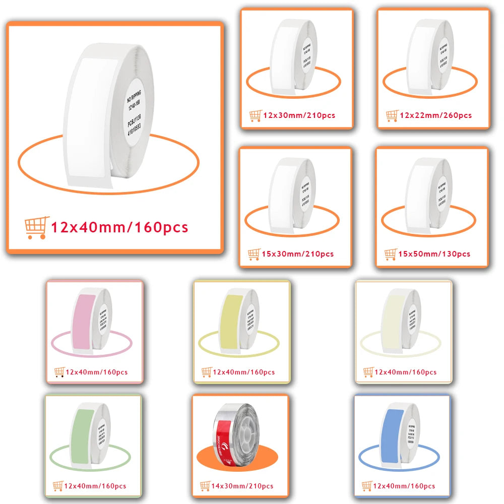 1Roll Niimbot D11 D101 D110 H1 Label Sticker Paper Rolls Various sizes of White Color Rolls