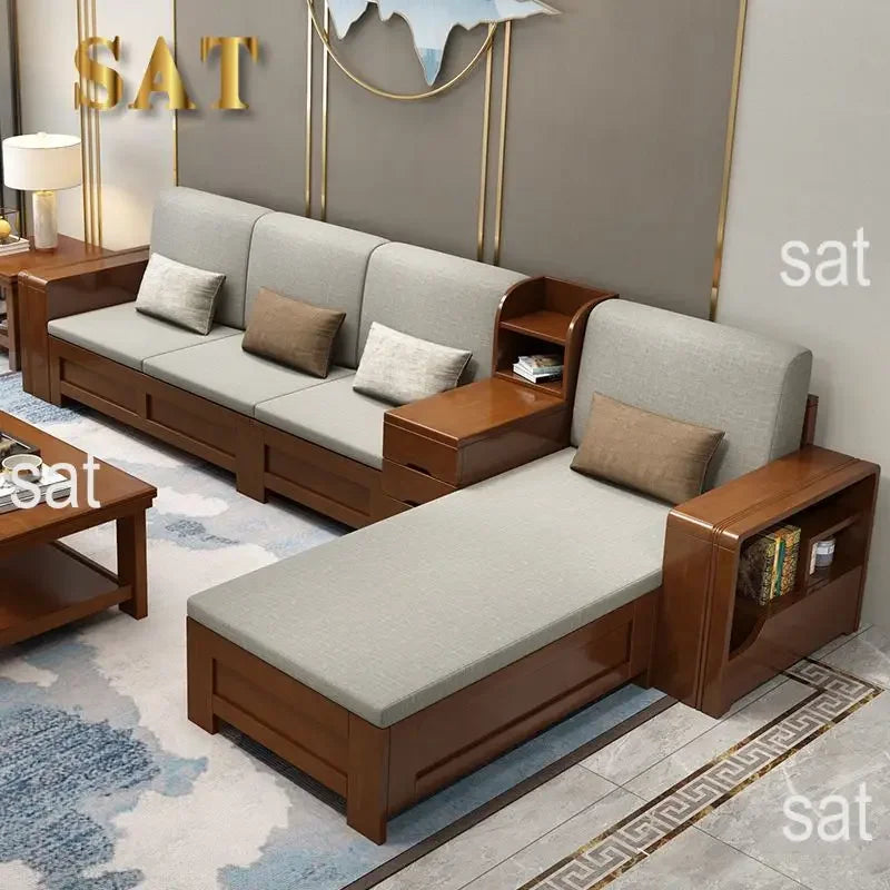 For Nordic Simple and Modern Design of the Size of the Living Room Furniture Combination Set Solid Wood Sofa