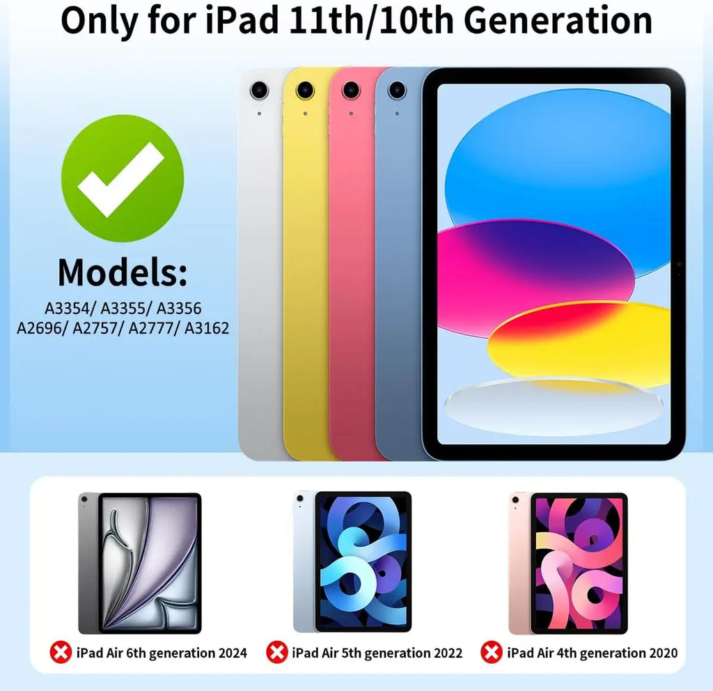 Case for iPad (A16) 11 2025 11th Generation /10th Generation 10.9 2022 Tri-fold Stand Flip Cover with Soft TPU Back Shell