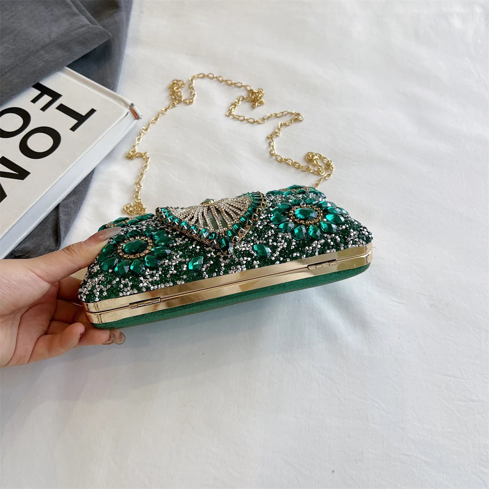 Luxury Sparking Rhinestone Evening Clutch Bags For Women Wedding Prom Dinner Party Gemstone Crossbody Bag 2024 Designer Handbags