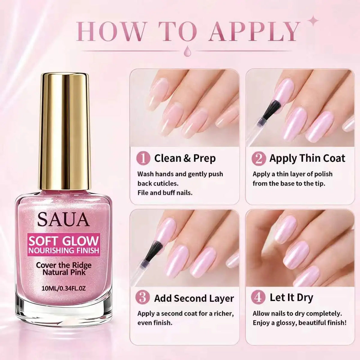 10ml Pink Nail Polish Can Create Shiny and Healthy Nails. It Is Convenient to Use and Can Be Dried Quickly Without Lighting