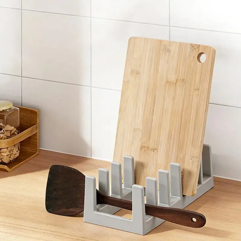 6 Grid Kitchen Organizer Rack Space-Saving Drying Storage Tray For Pots Pans Lids & Cutting Boards- Durable Countertop Organizer