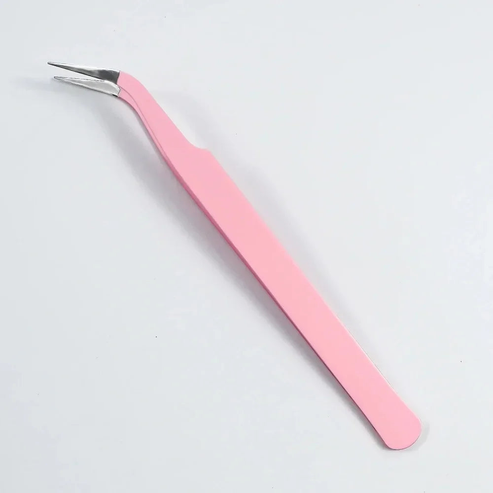 Stainless Steel Straight Curved Eyelash Tweezers False Lash Application Clip for Eyelid Tape Nail Rhinestone Picker Makeup Tool