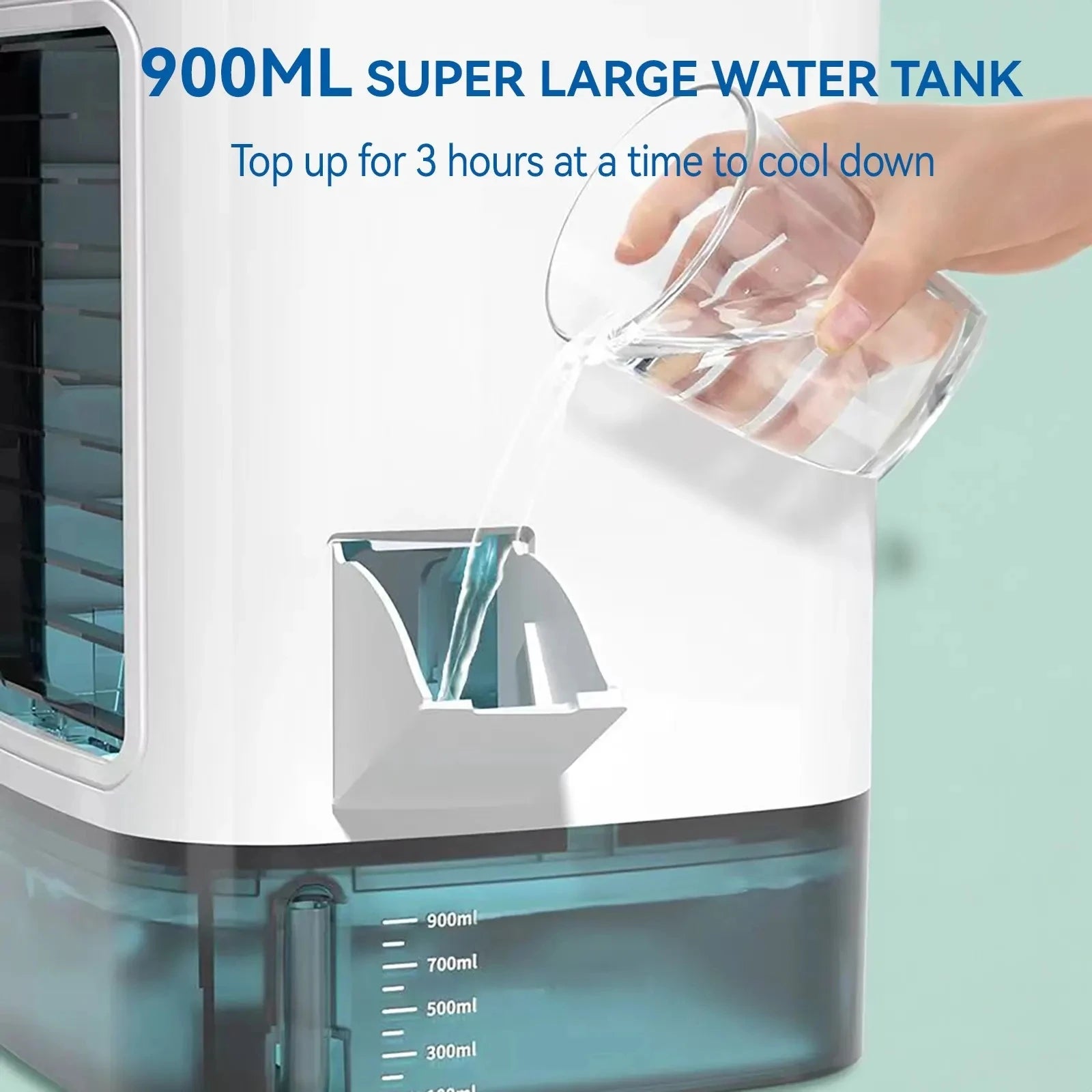 Portable Air Conditioner 3-speed Small Ac Unit Mini Air Cooler 900ml Water Tank Electric Fan With Humidifier For Bedroom JJ2818