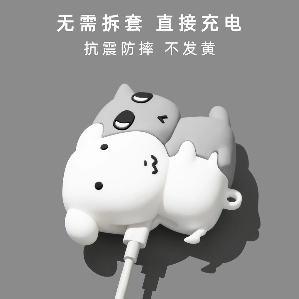 For Airpods 3 4 5 Pro Pro 2 Pro 3 Cute Hugging Dog Cat Silicone Earphone Case Cover