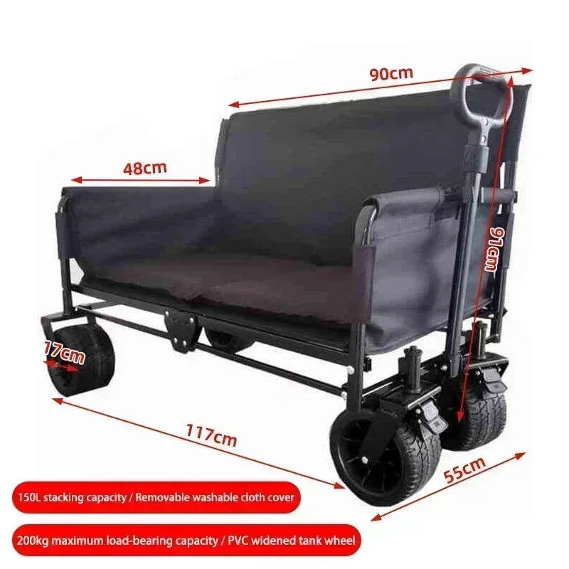 Outdoor camping cart, camping trailer, foldable stall, small cart, hand pulled travel camping picnic cart