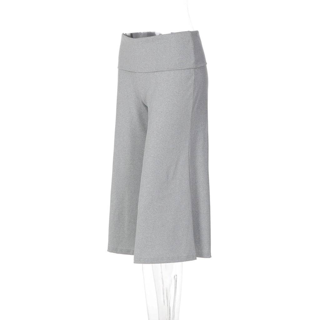 Dulzura Women'S Solid High Waist Slim Fit Calf-Length Pants Casual Versatile Flare Long Pants Party Club Street Summer Clothes