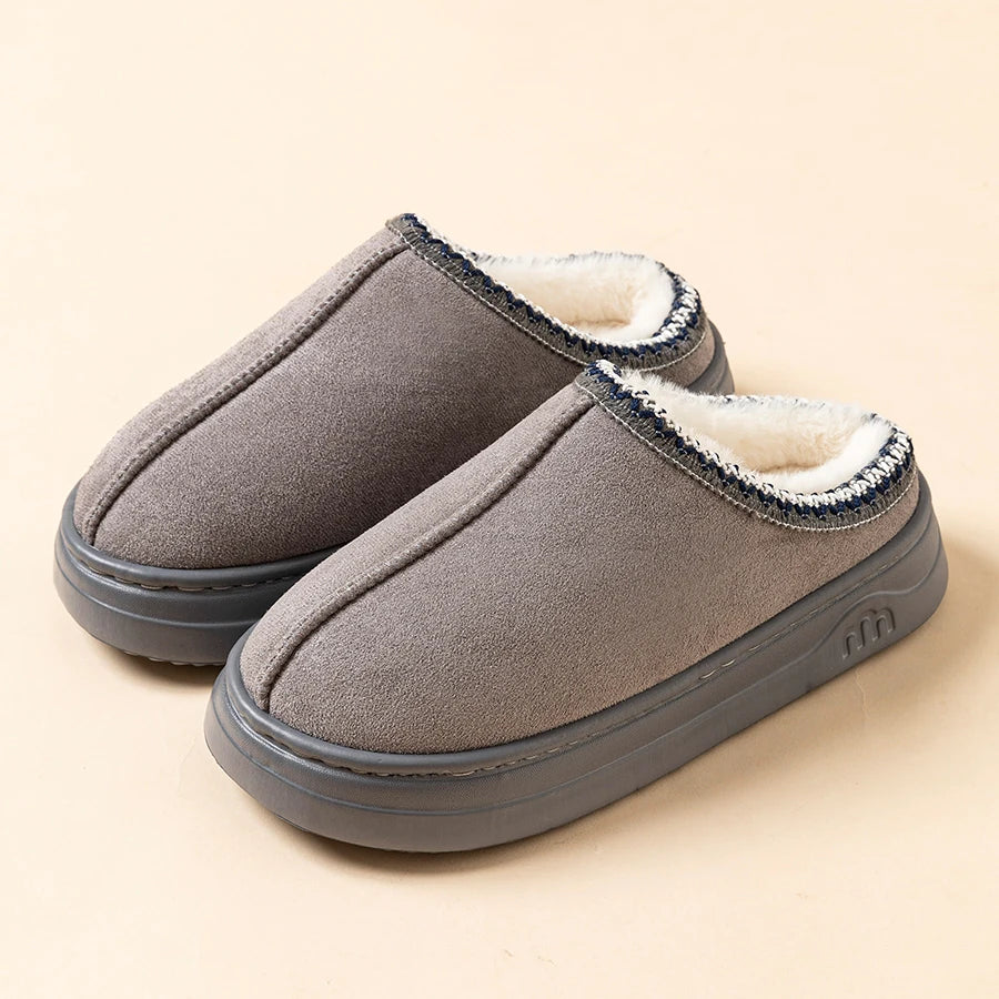 Fashion Women's Slippers Winter Outdoor Indoor Warm Fur Cotton Breathable Anti-slip Comfortable Men Boots Flat Shoes Couple