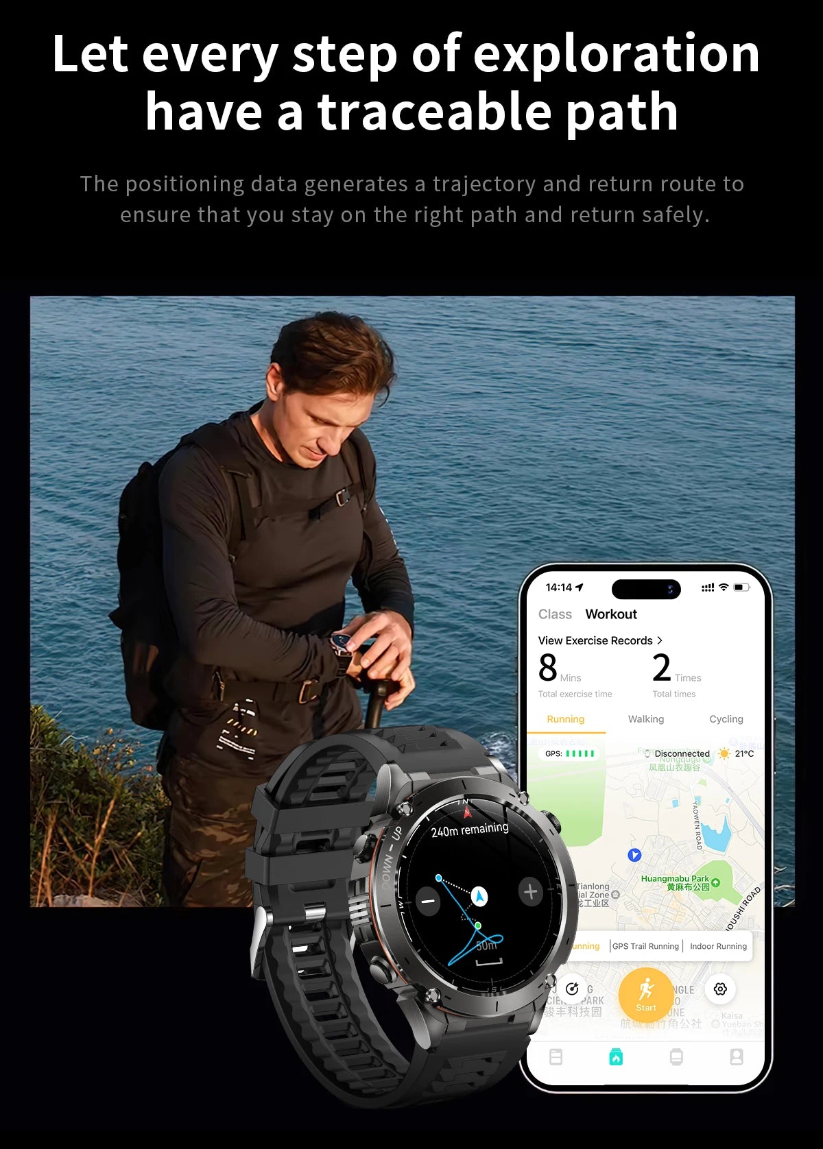 2026 New GPS Smart Watches 10 ATM Waterproof Built-in Dual-band GNSS Compass Military Sport Men SWIM Smartwatch For Android IOS