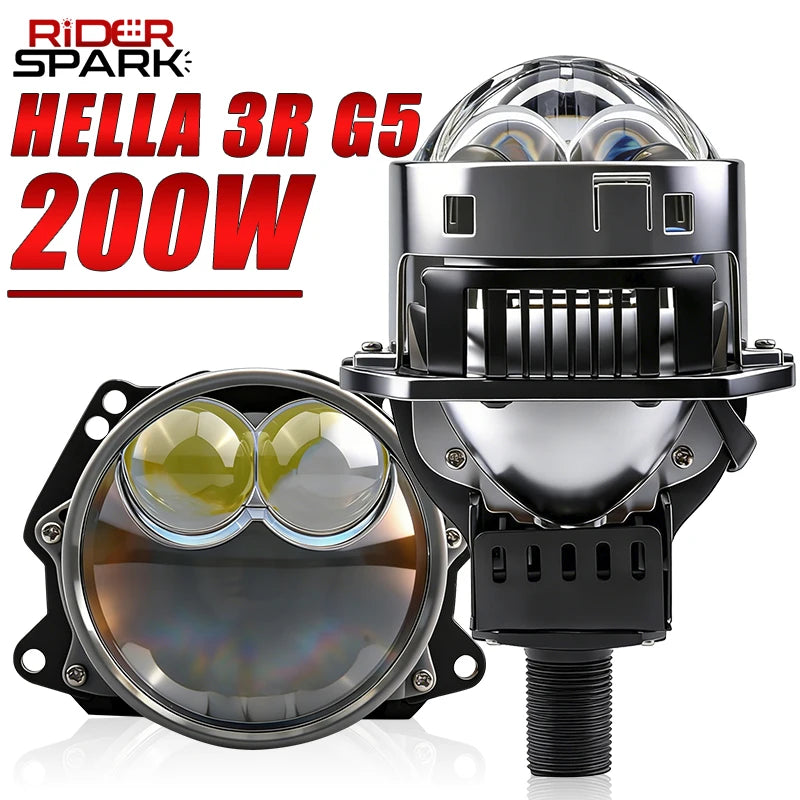 3 Inch 100W 6000K Bi-LED Projector Lenses Dual Hyperboloid Lens For Hella 3R H4 H7 9005/9006 Car Upgrade Retrofit Kits Turbo Fan