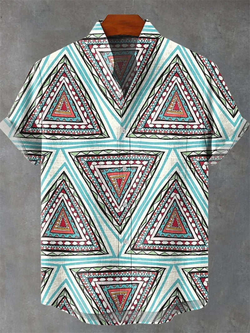 2025 tropical plant print lapel casual Hawaiian shirt print style short sleeved casual shirt for men