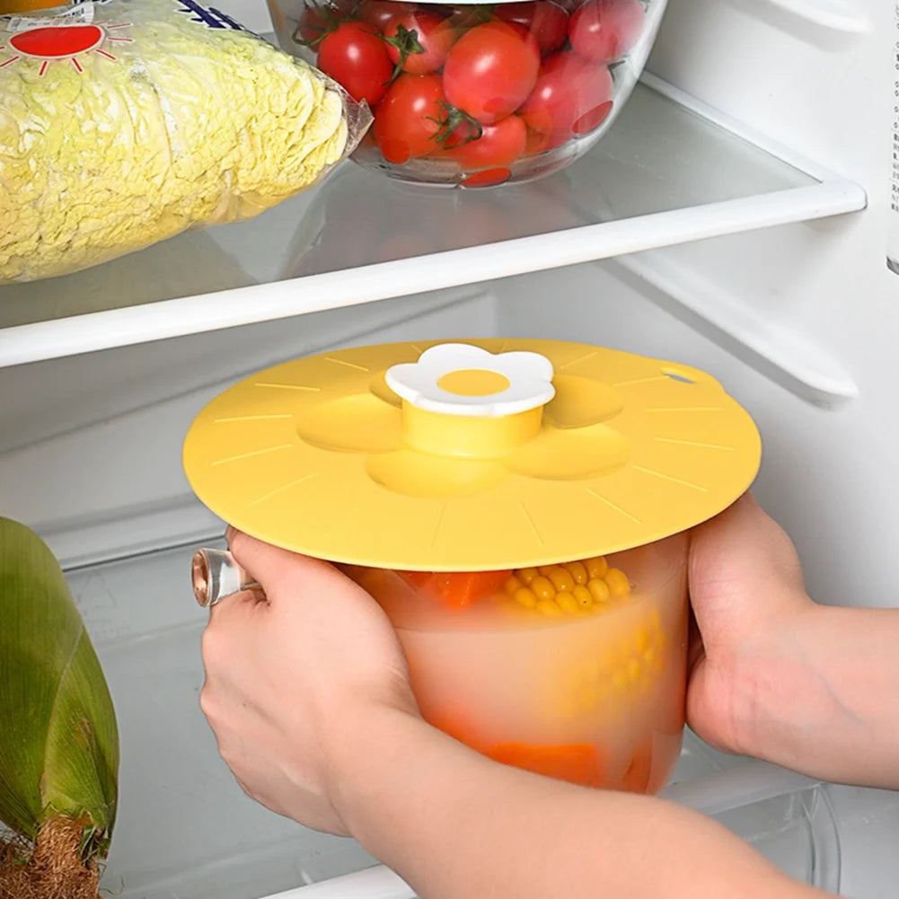 Silicone Flower Shape Handle Food Wrap Microwave Bowl Cover Dustproof Fresh Keeping Cooking Pot Pan Lid Reusable Kitchen Gadgets