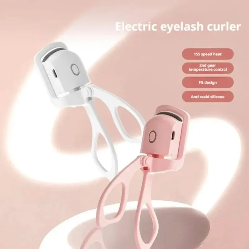 Electric Heated Eyelash Curler with Eyelash Card Makeup Eye Lashes Curler Tools Longlasting Eye Lash Perm Eyelashes Clip