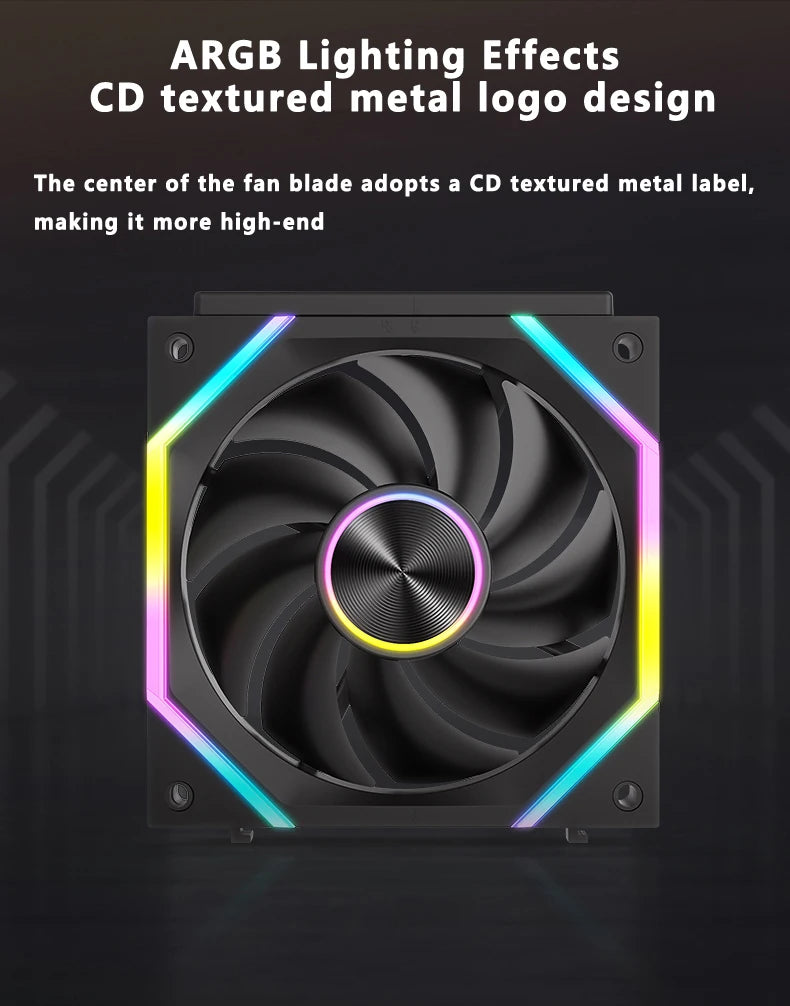 ICE Whale WX-1 Wire-Splicing PC Case Cooling Fan ARGB Mirror Cycle Light Effect 800-2000RPM PWM Water Cooling 360mm Cooler Fan