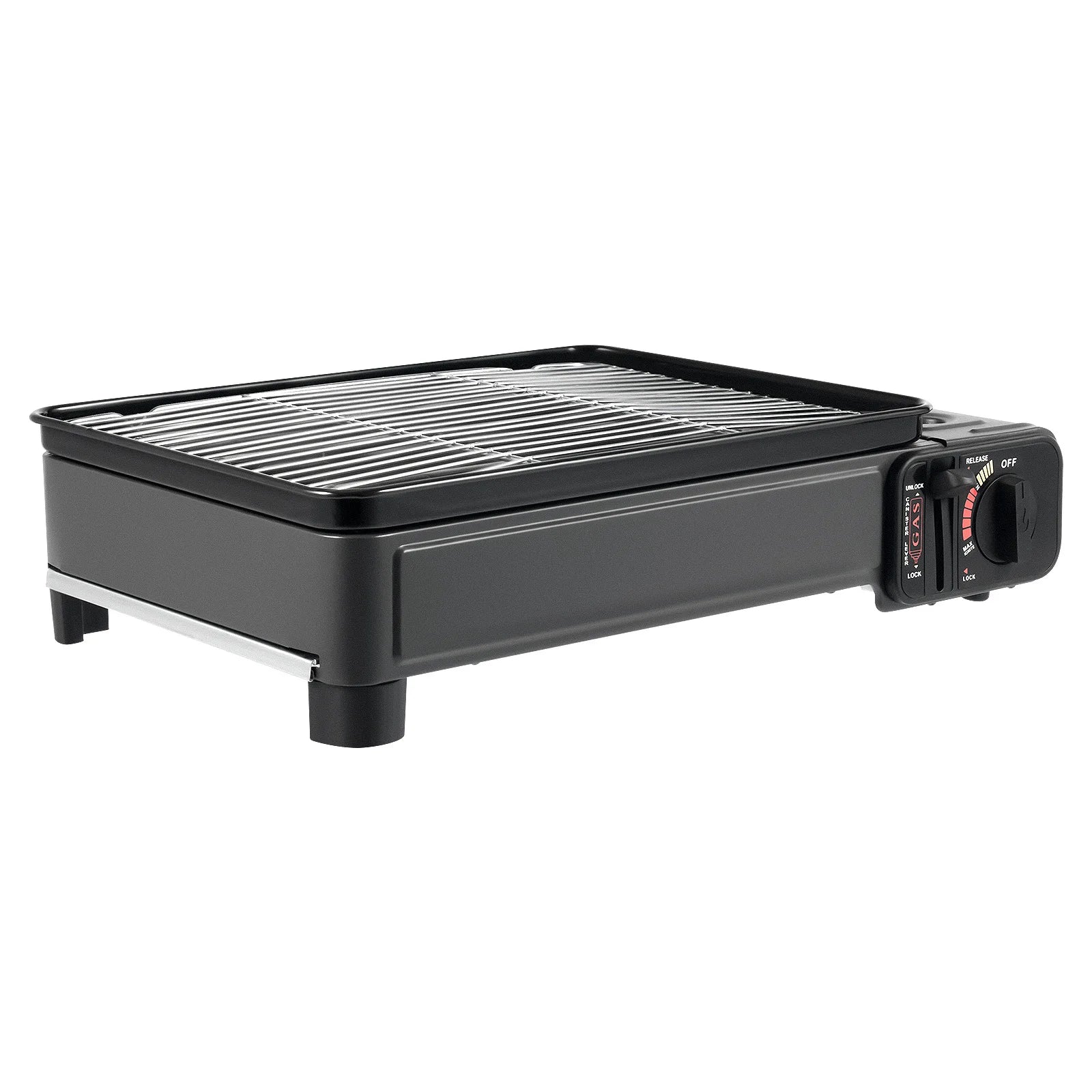 Portable Butane Gas Grill Stove Dual Inlets Adjustable Firepower with Carrying Case Grill Net for Camping Outdoor Use