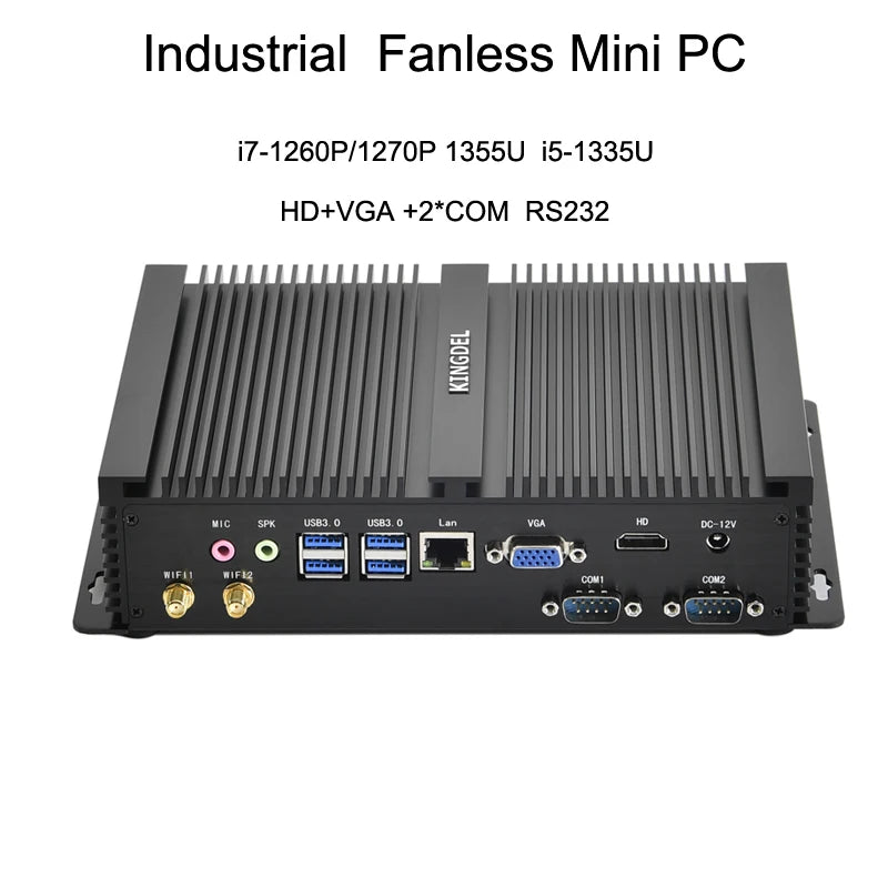 Intel 13th I7 1355U 2*COM Industrial Fanless Mini PC I7 1260P/1270P HD VGA LAN 32G DDR4 1TB NVMe Office Desktop Computer Nuc