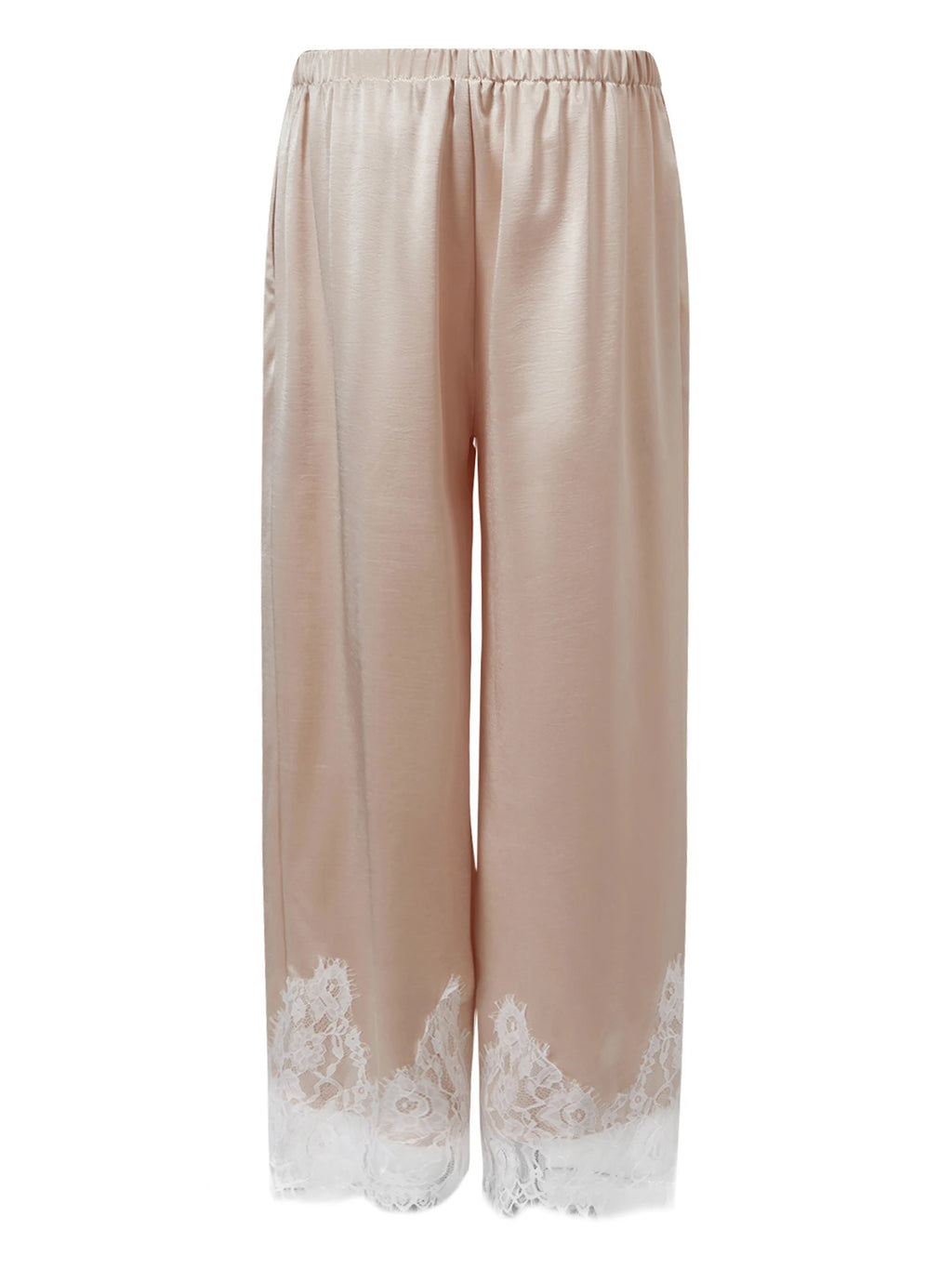 Lace Trim Wide Leg Pants for Women Casual Loose Stain Elastic Waist Trousers 90s Streetwear Y2K Coquette Bottoms
