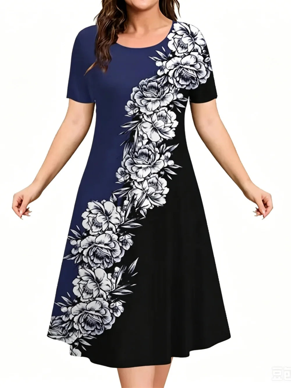 Sundress Loose Plus Size Dresses Women Flowers 3D Print Clothing Casual Summer Retro Short Sleeve Ladies Elegant Mini Dress