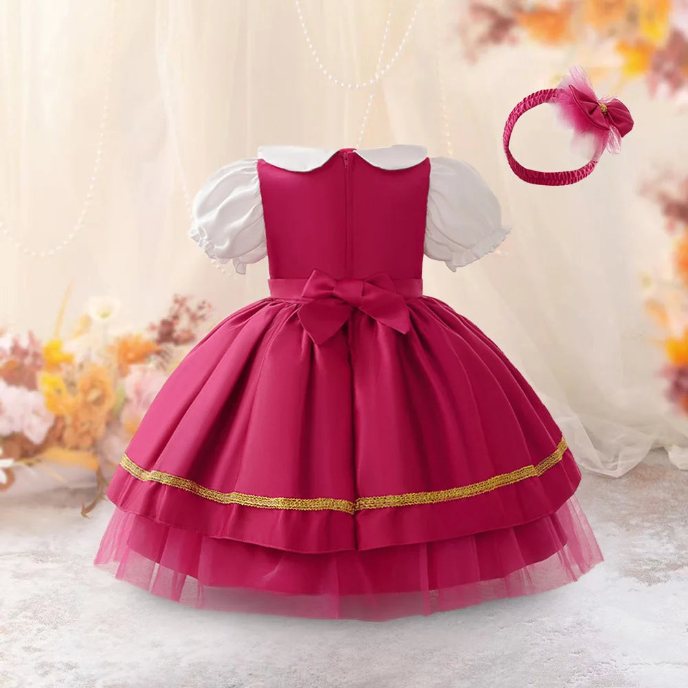 Ma Sha Bear Girls Party Maid Dress 2pcs Toddler Lolita 1st Birthday Wedding Princess Prom Dress Carnival Halloween Kids Clothing