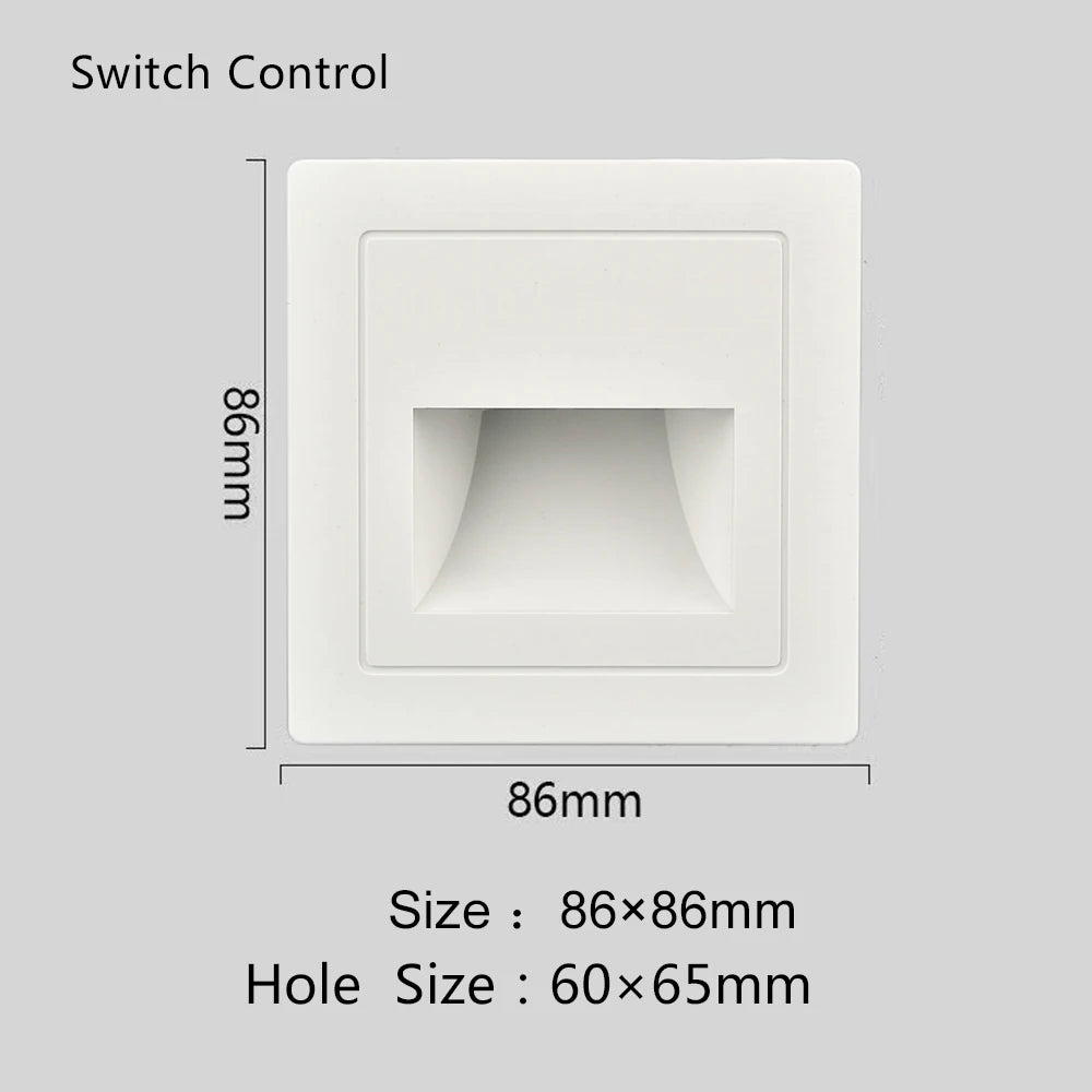 Recessed Wall Lamp Led Stair Lights Non-Sensor Corridor Nightlights for Cabinet Closet  Kitchen Luminaires Black White 22v 110v