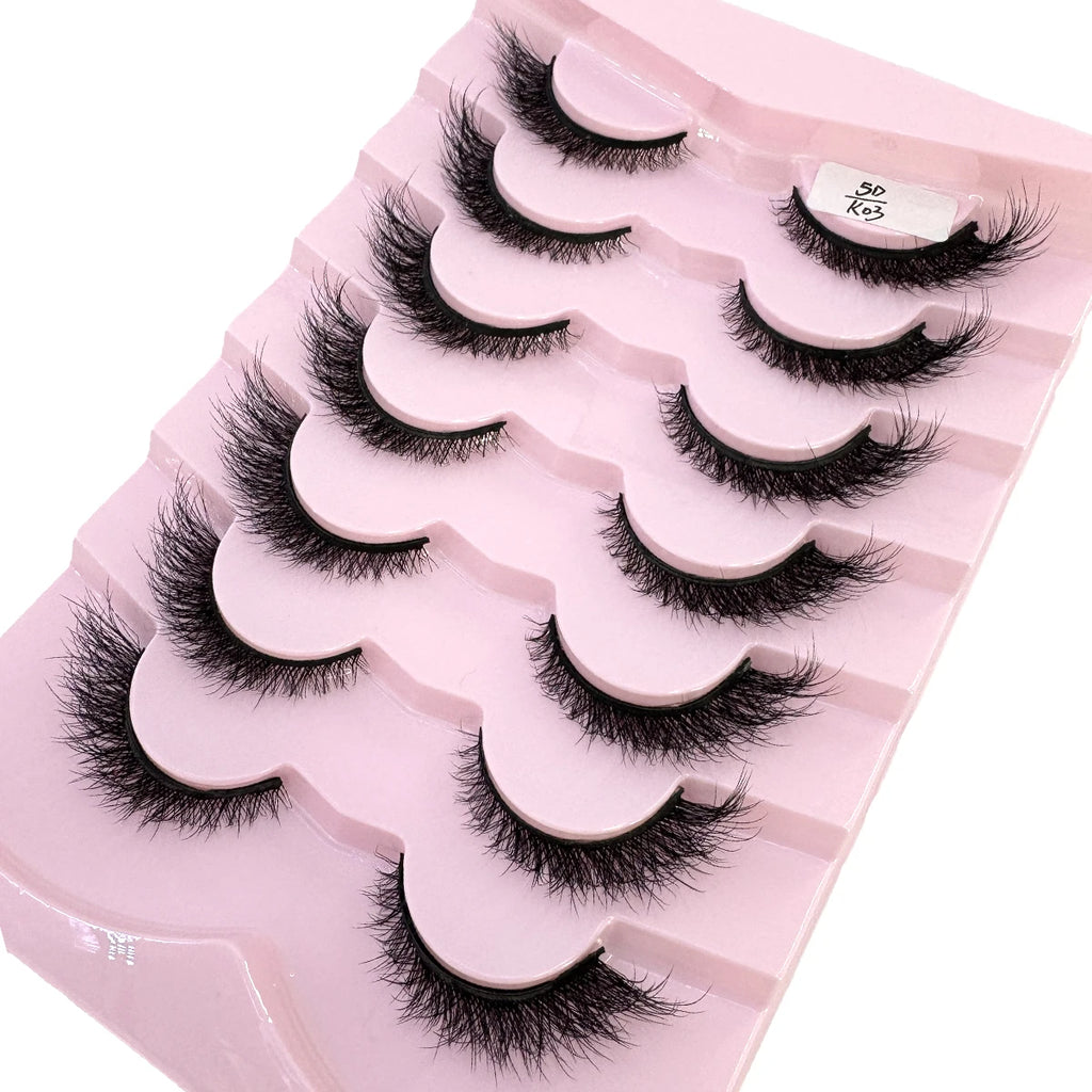 New 7/10 Pairs Faux Mink Eyelashes Handmade False Eyelashes Natural Nude Makeup Simulation Cross Messy Eye 3D Curly Eyelashes