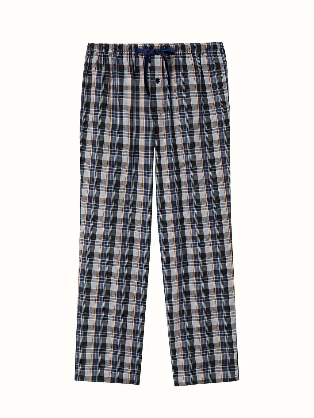 Men's Pajama Pants Spring & Fall Cotton Thin Plaid Casual Pj Bottoms Elastic Waistband with Pockets Homewear